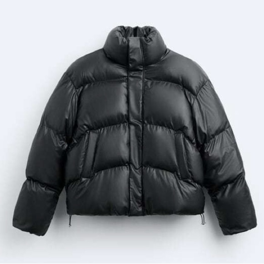 Zara Faux Leather Puffer Jacket, Size L